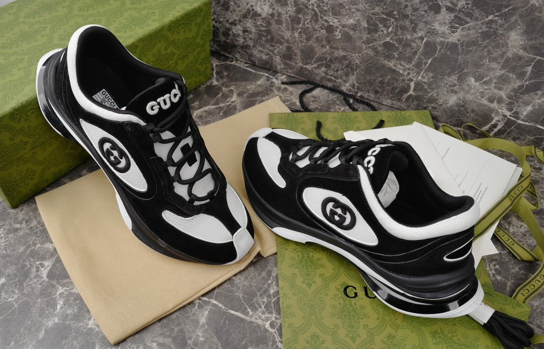 Gucci Run Sneaker Black Suede White