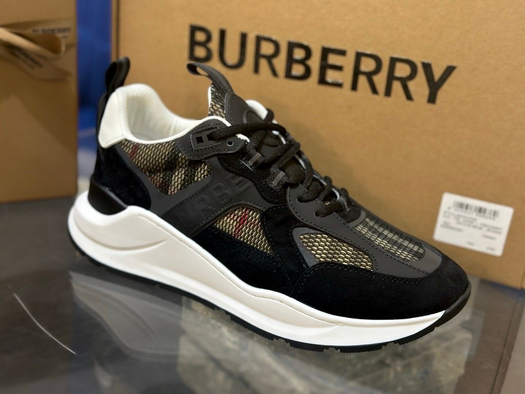 Burberry Check Run Sneakers Black White