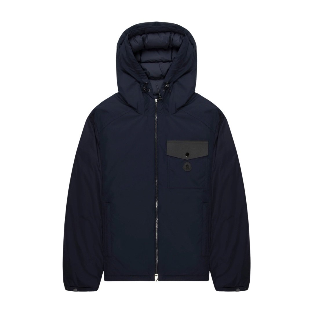 Moncler Navy Nohedes Leather Pocket Hooded Jacket