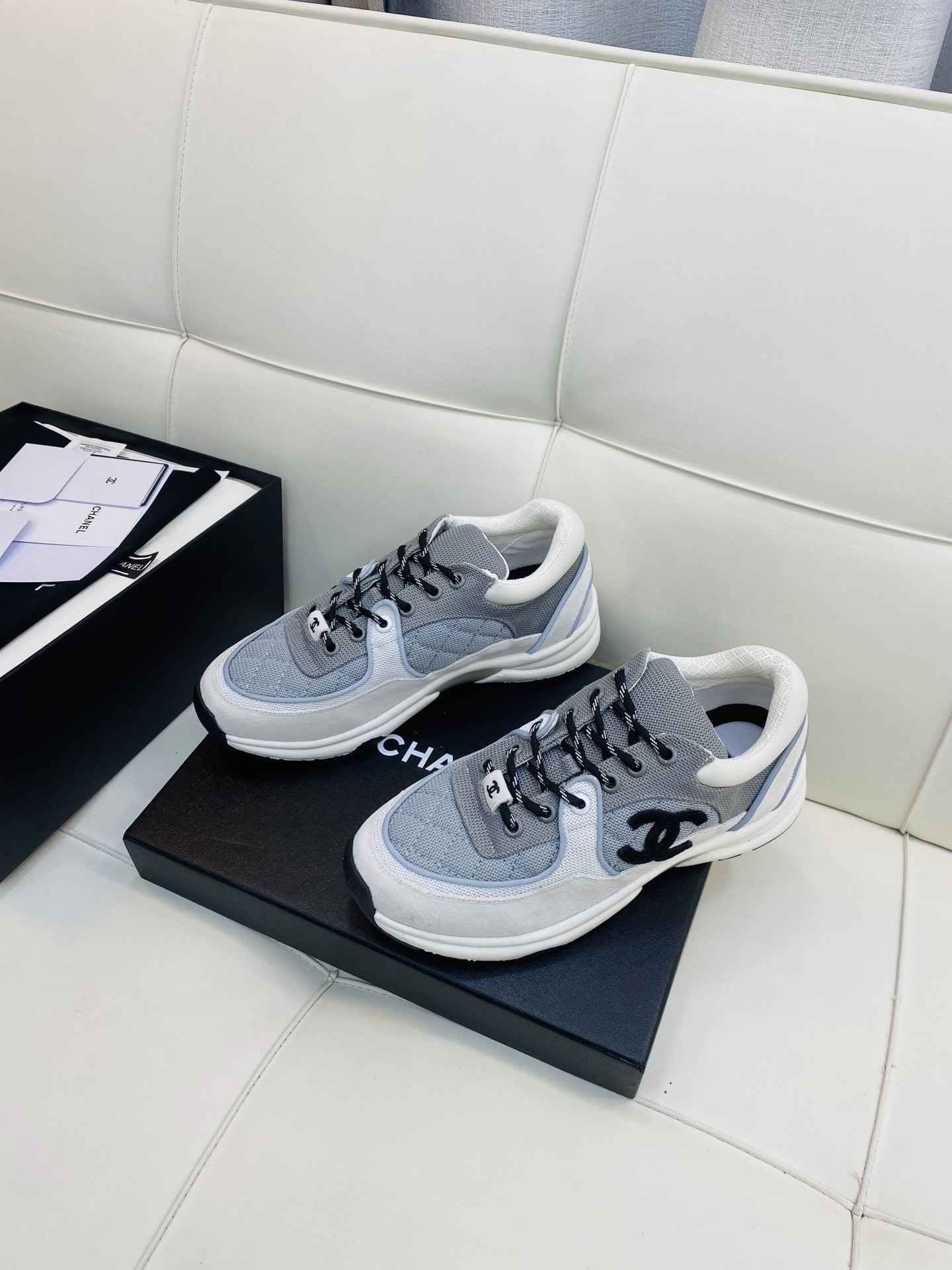 Chanel Low Top CC Trainer White Blue Black