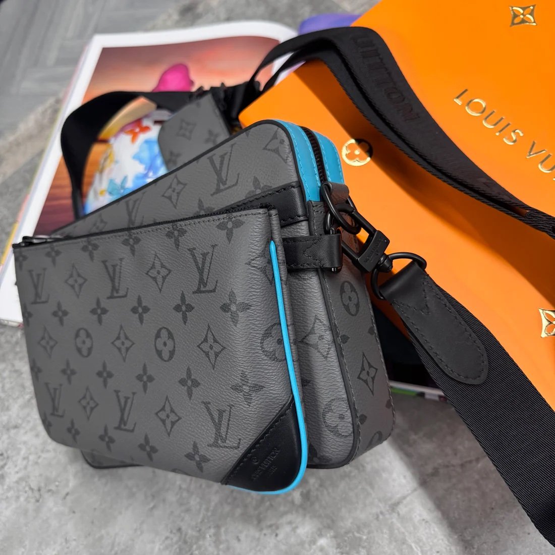 Louis Vuitton Trio Messenger Bag Grey Blue
