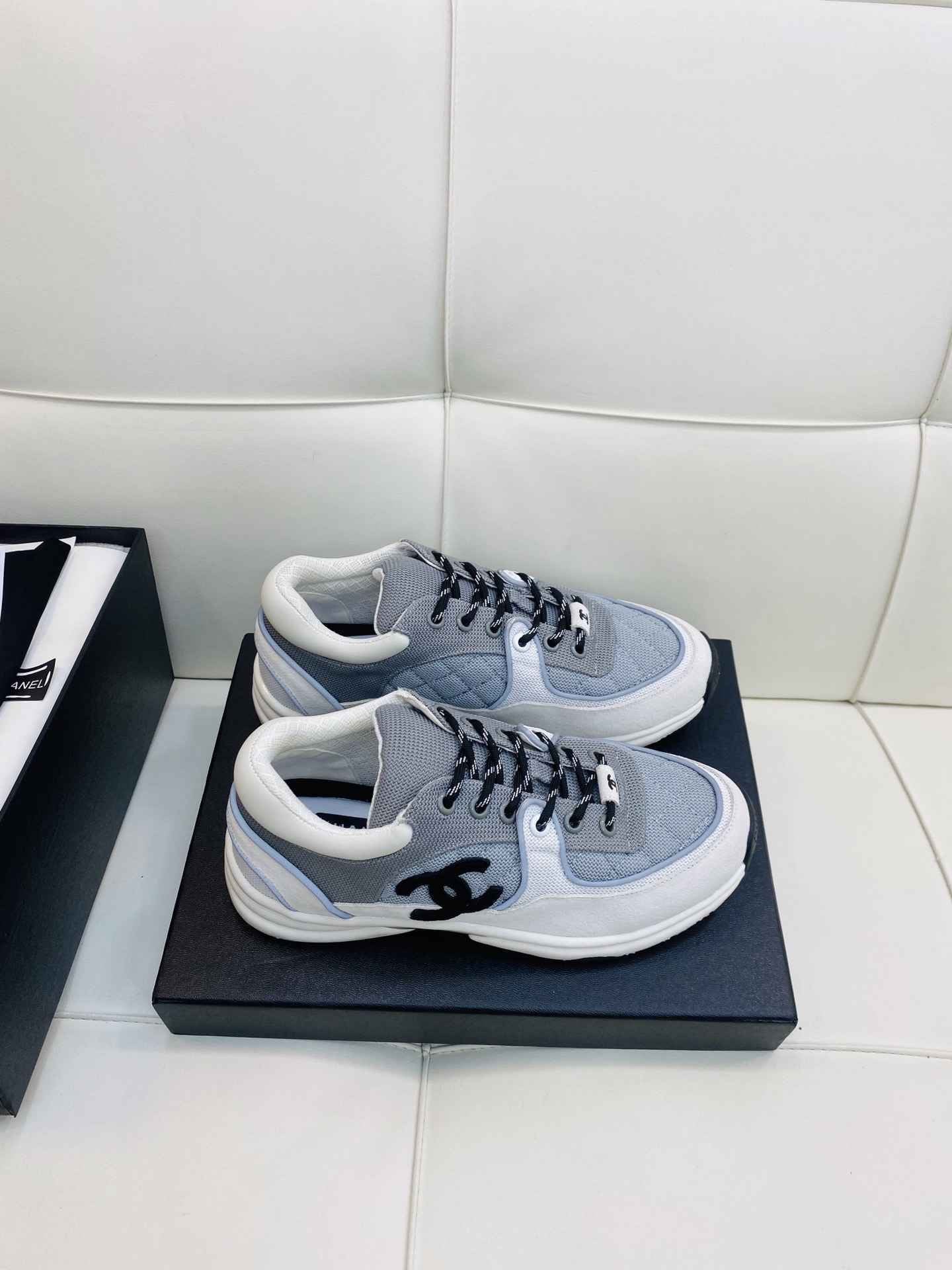 Chanel Low Top CC Trainer White Blue Black