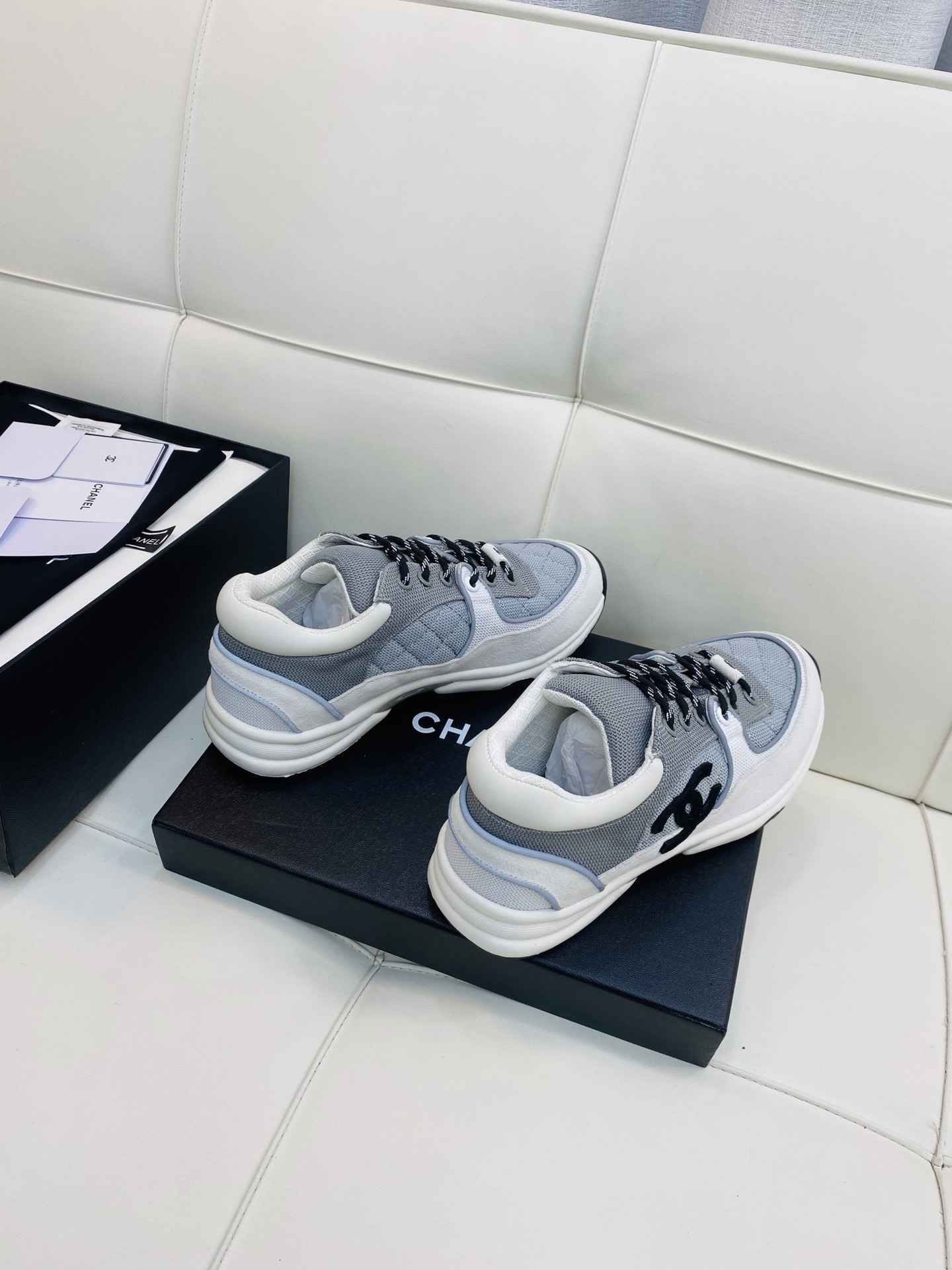 Chanel Low Top CC Trainer White Blue Black