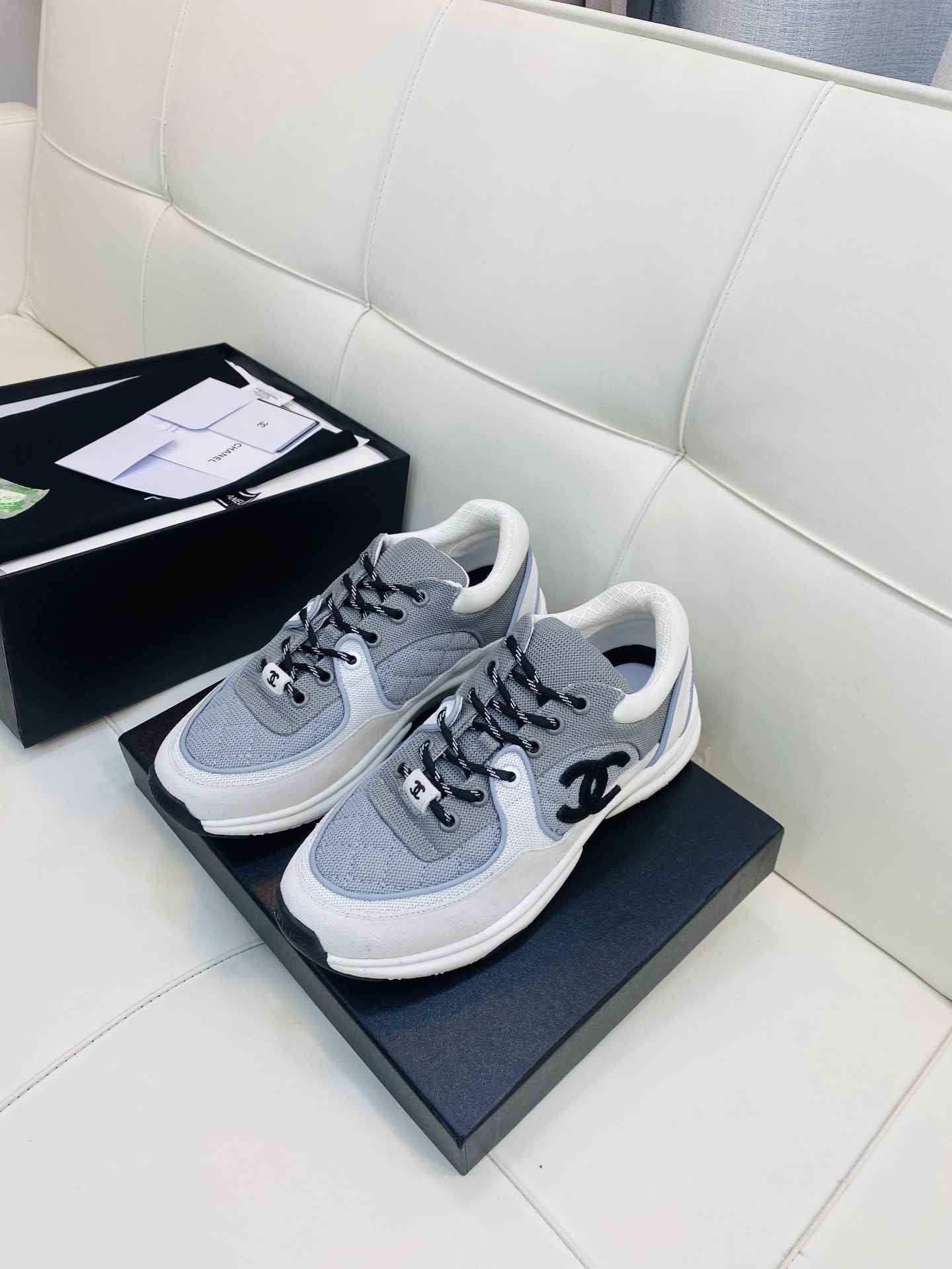 Chanel Low Top CC Trainer White Blue Black