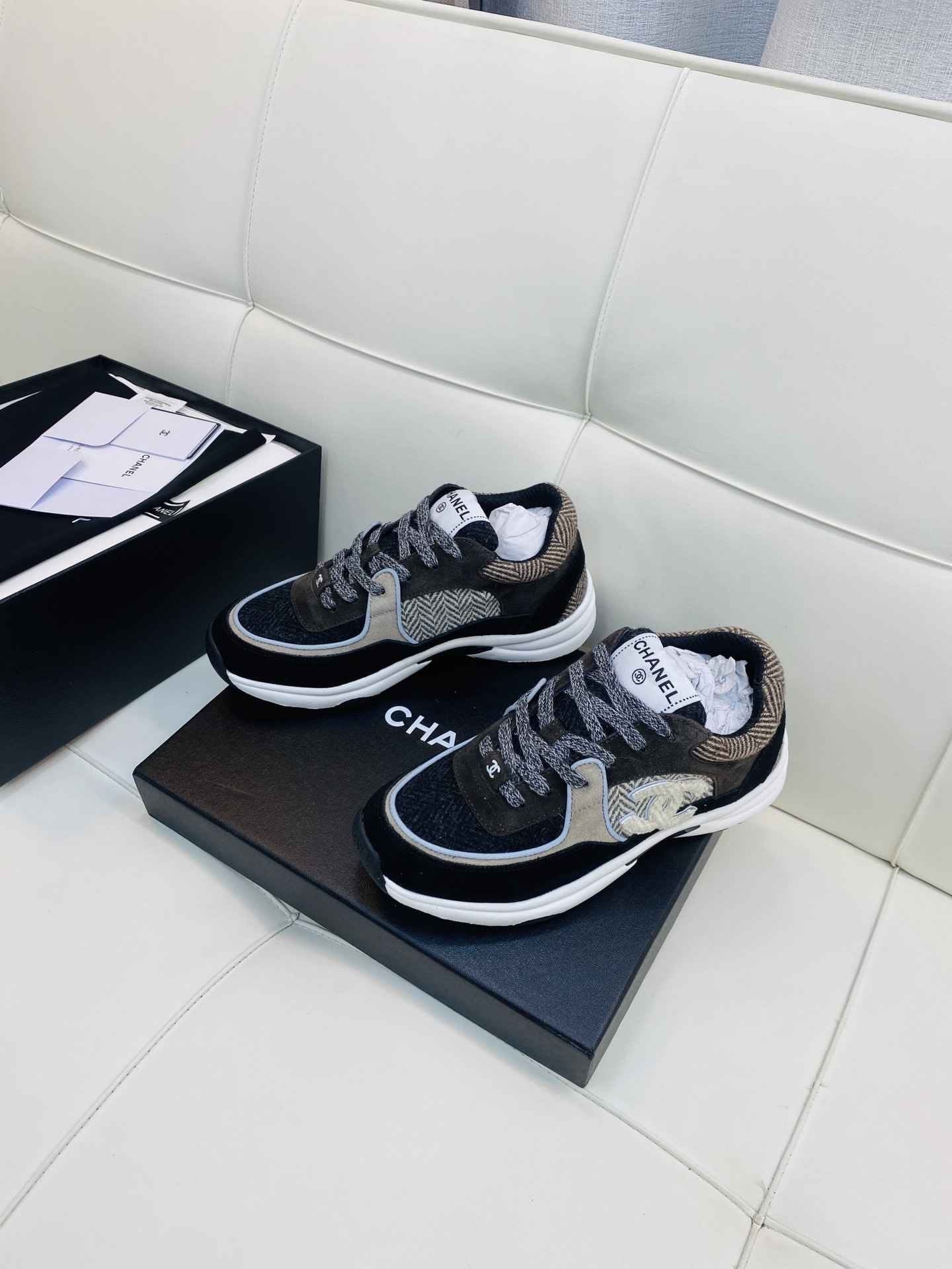 Chanel Low Top CC Trainer Brown Black White