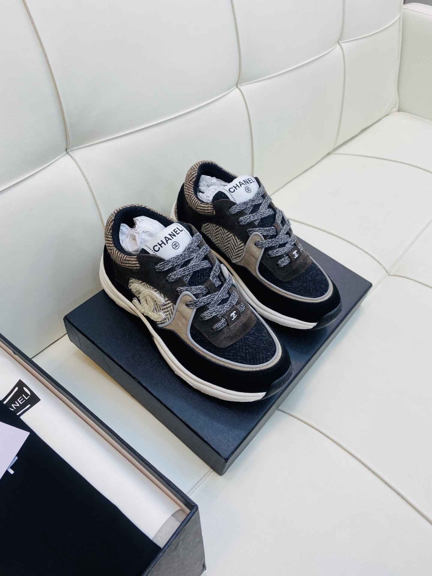 Chanel Low Top CC Trainer Brown Black White