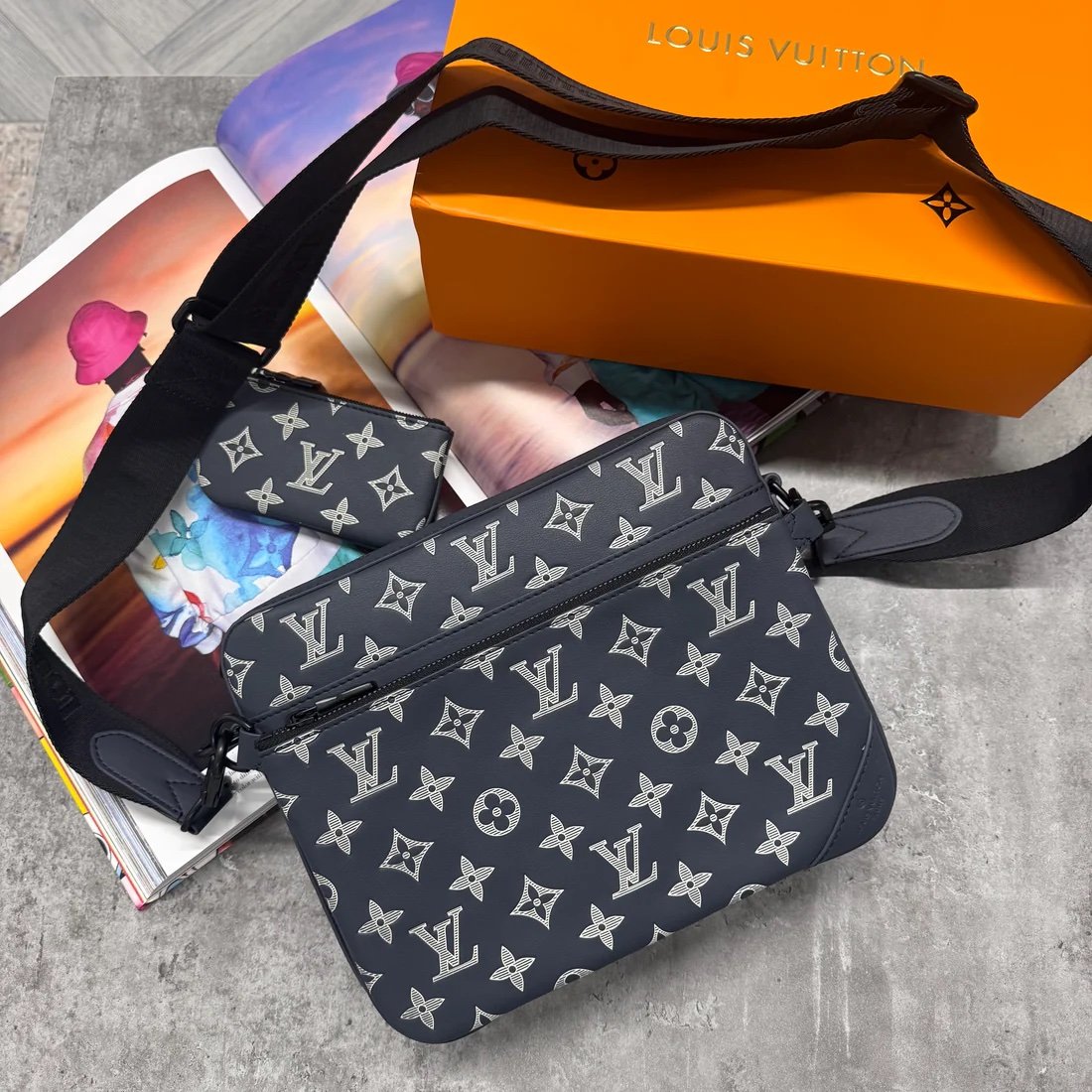 Louis Vuitton Trio Messenger Bag Monogram Blue White