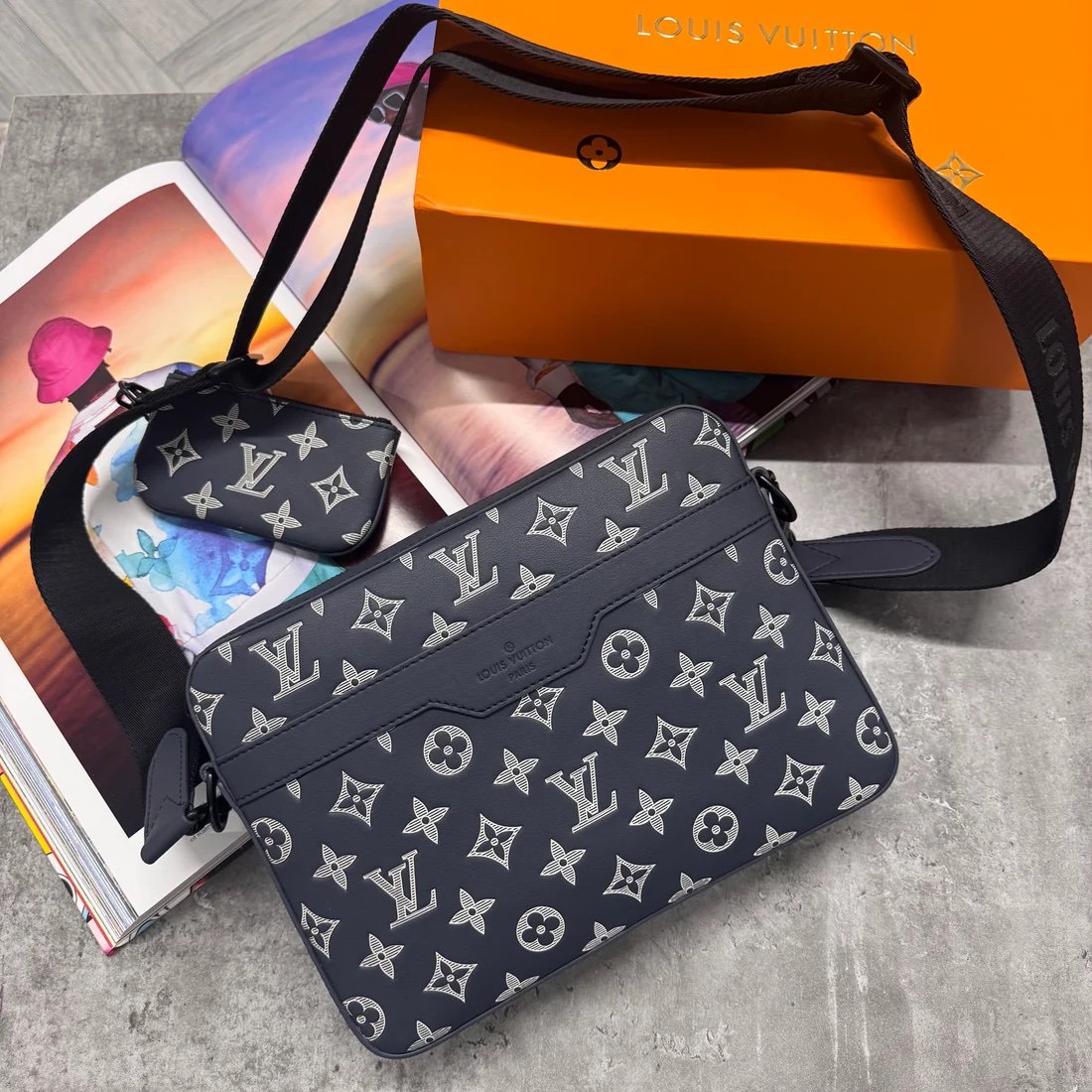 Louis Vuitton Trio Messenger Bag Monogram Blue White