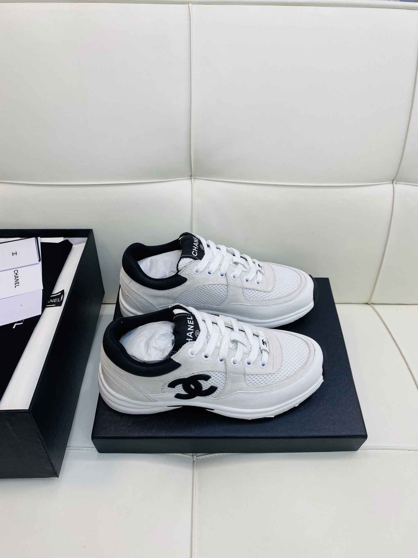 Chanel Low Top CC Trainer Black/White