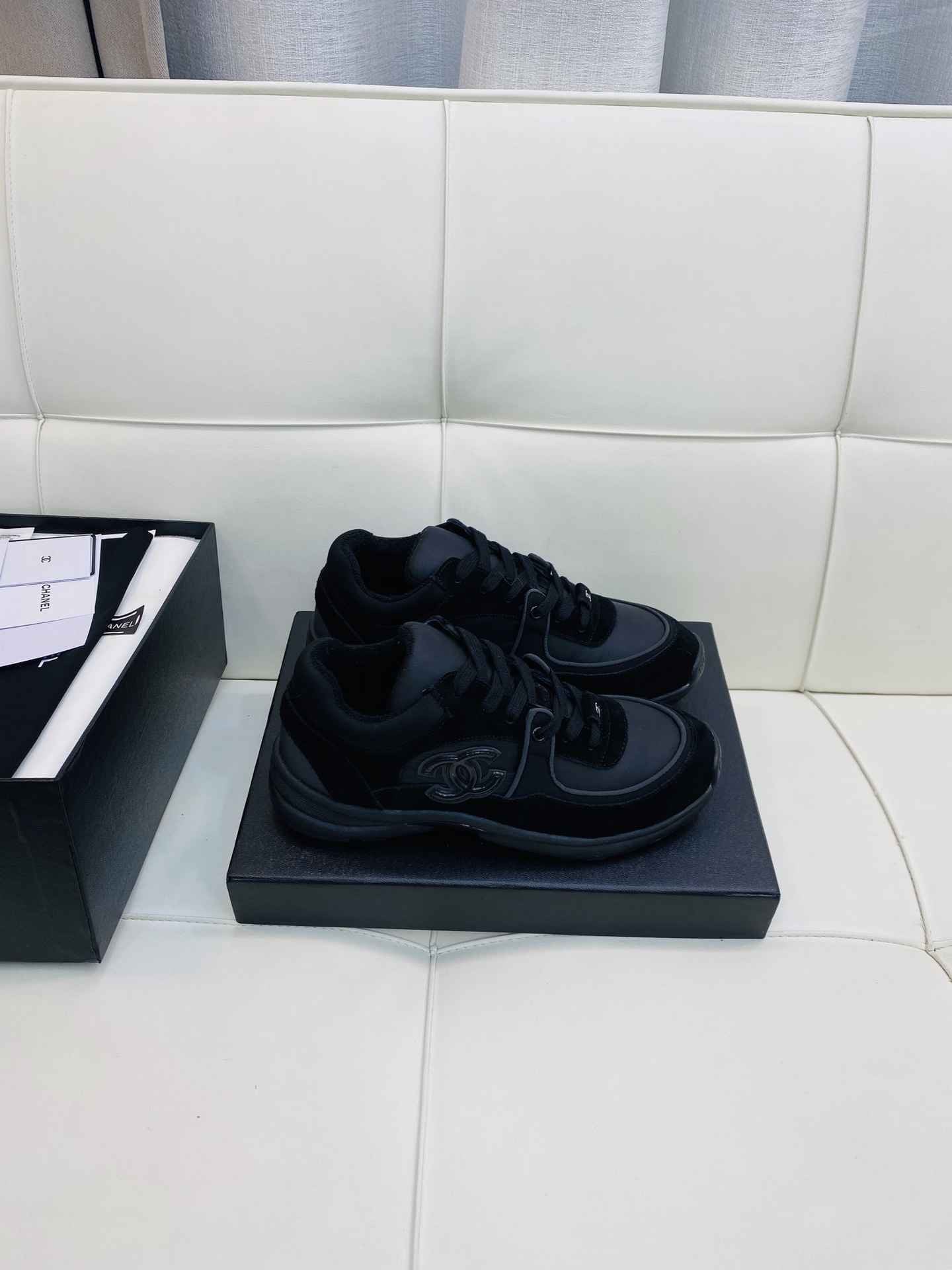 Chanel Low Top CC Trainer Black on Black