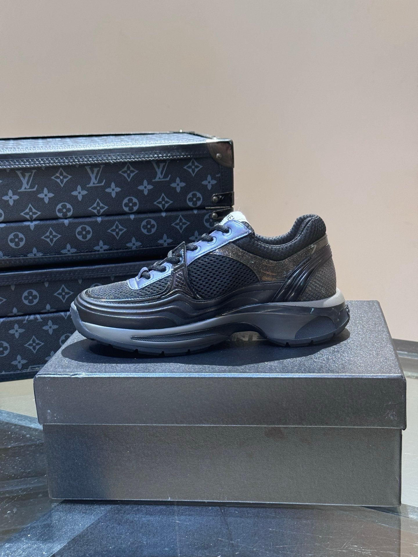 Chanel Low Top CC Trainer Black Blue