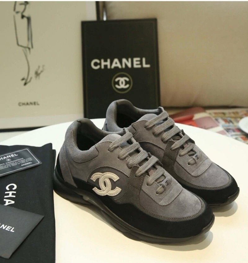 Chanel Low Top CC Trainer Black Grey