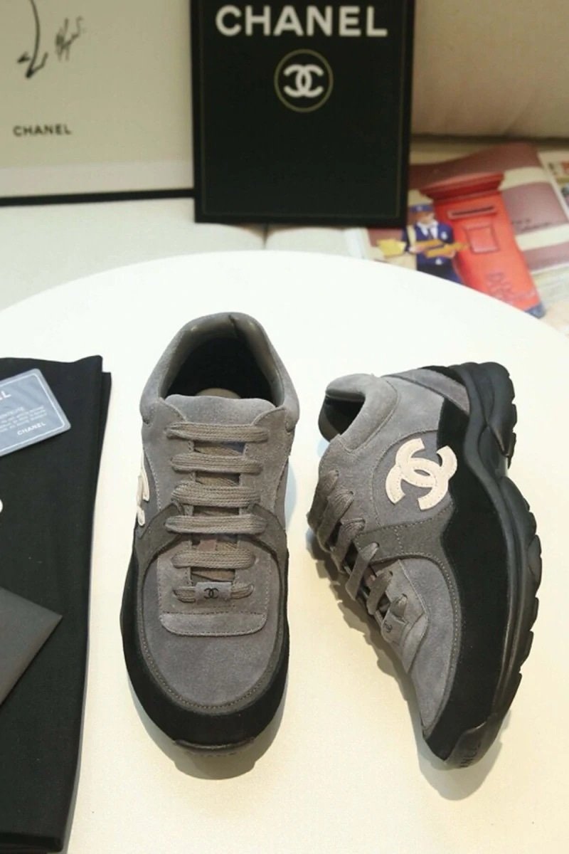 Chanel Low Top CC Trainer Black Grey