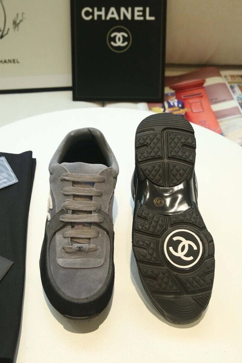 Chanel Low Top CC Trainer Black Grey