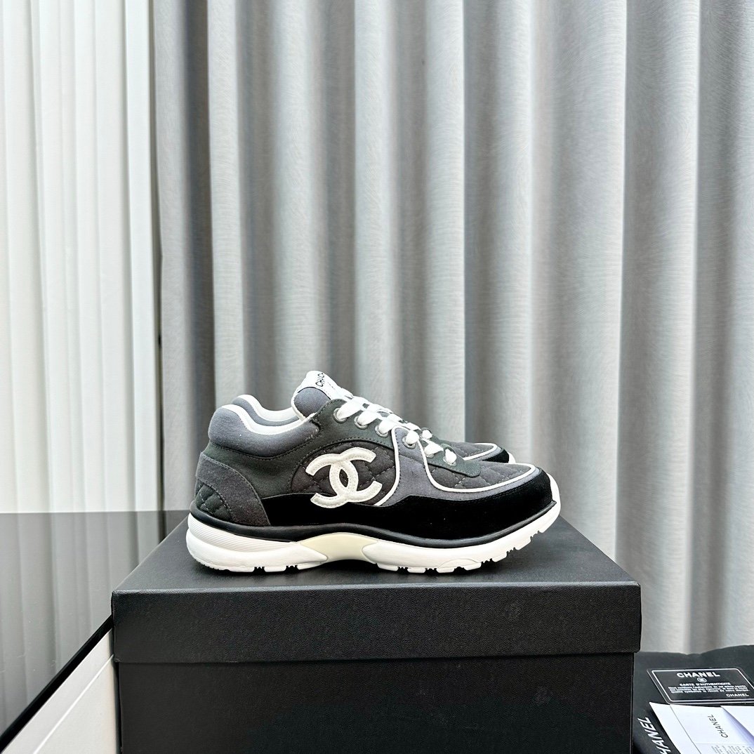 Chanel Low Top CC Trainer Black Grey White