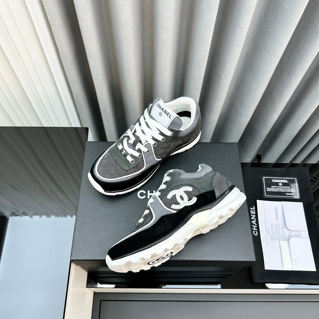 Chanel Low Top CC Trainer Black Grey White