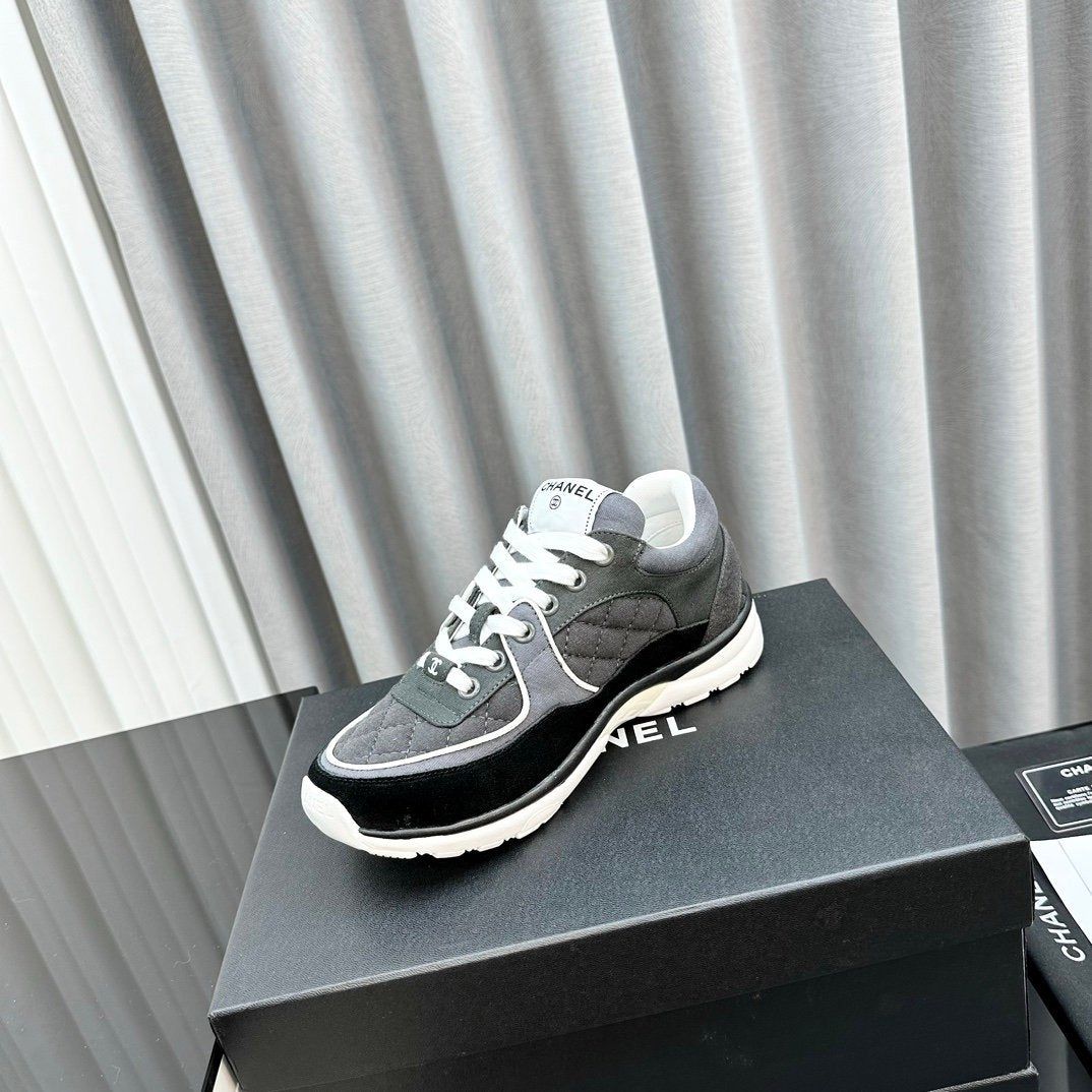 Chanel Low Top CC Trainer Black Grey White