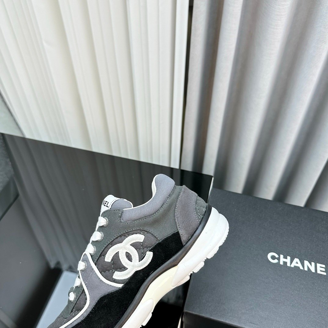Chanel Low Top CC Trainer Black Grey White