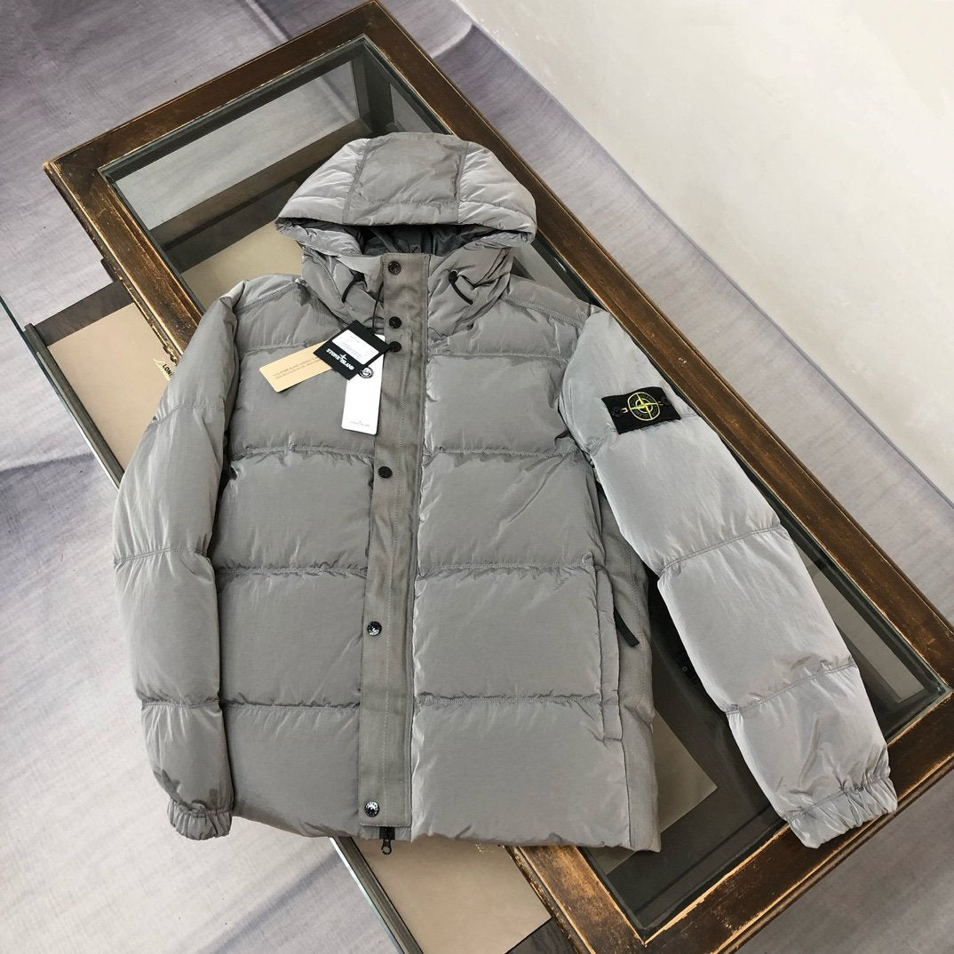 Stone Island Nylon Metal Down Jacket In Grey