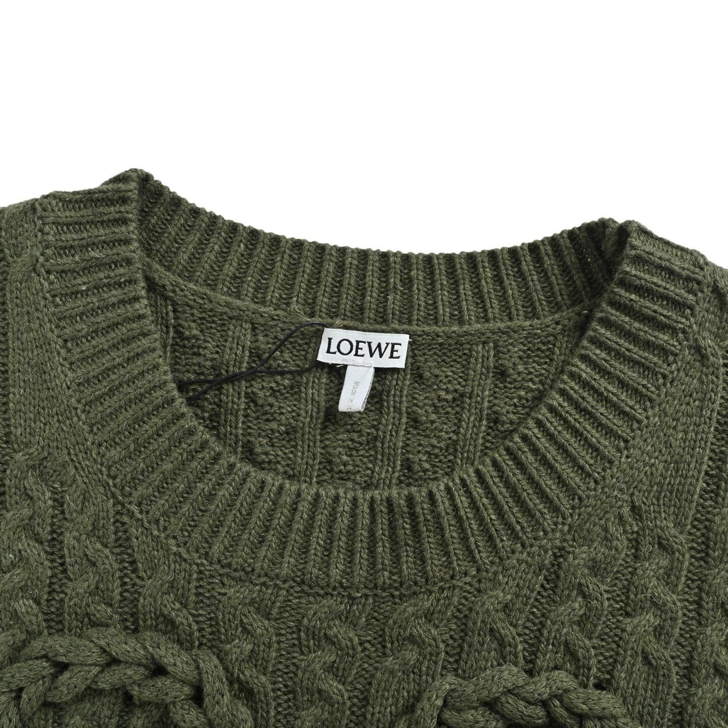 Loewe Anagram Plaid Knitted Sweater Dark Green