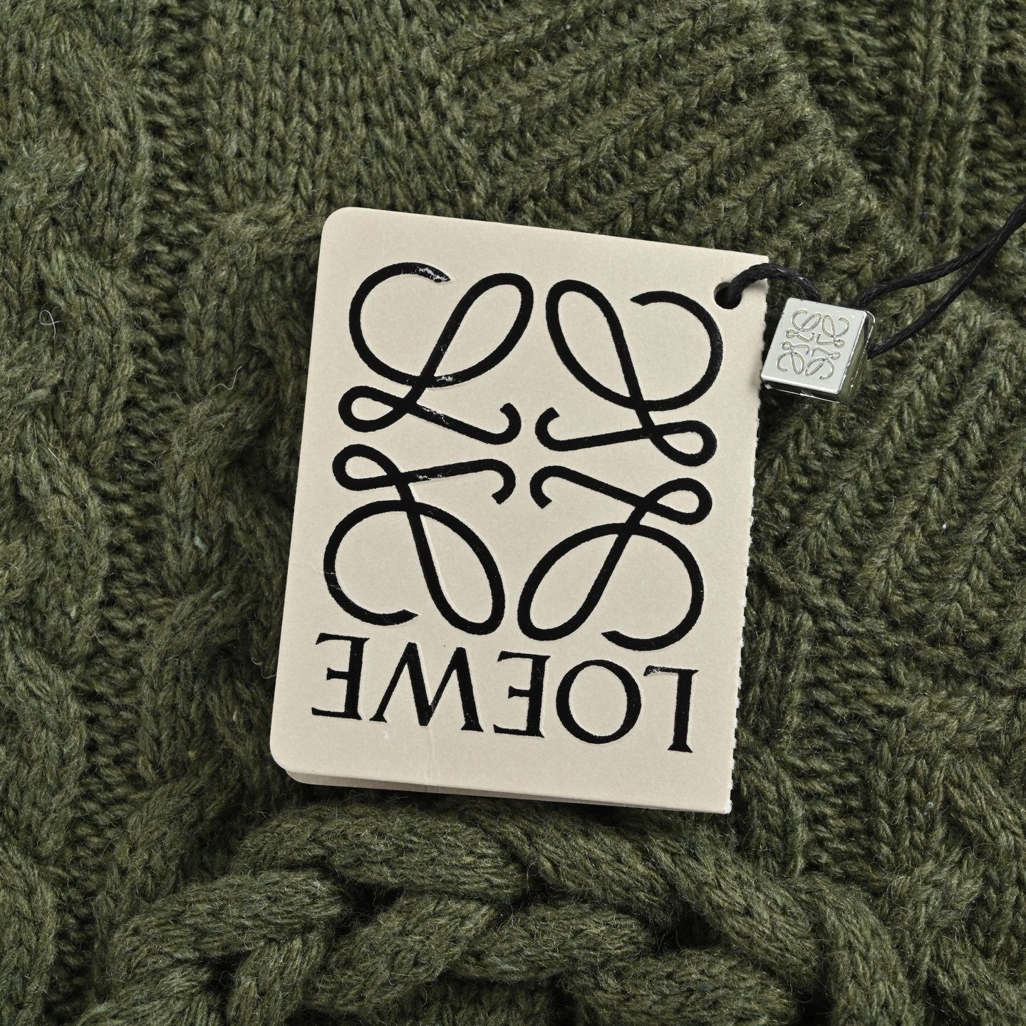 Loewe Anagram Plaid Knitted Sweater Dark Green