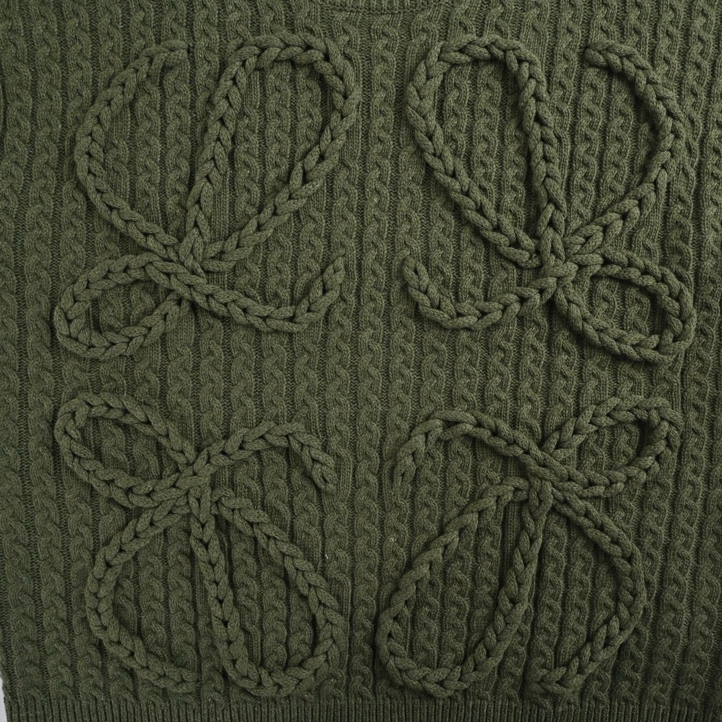 Loewe Anagram Plaid Knitted Sweater Dark Green