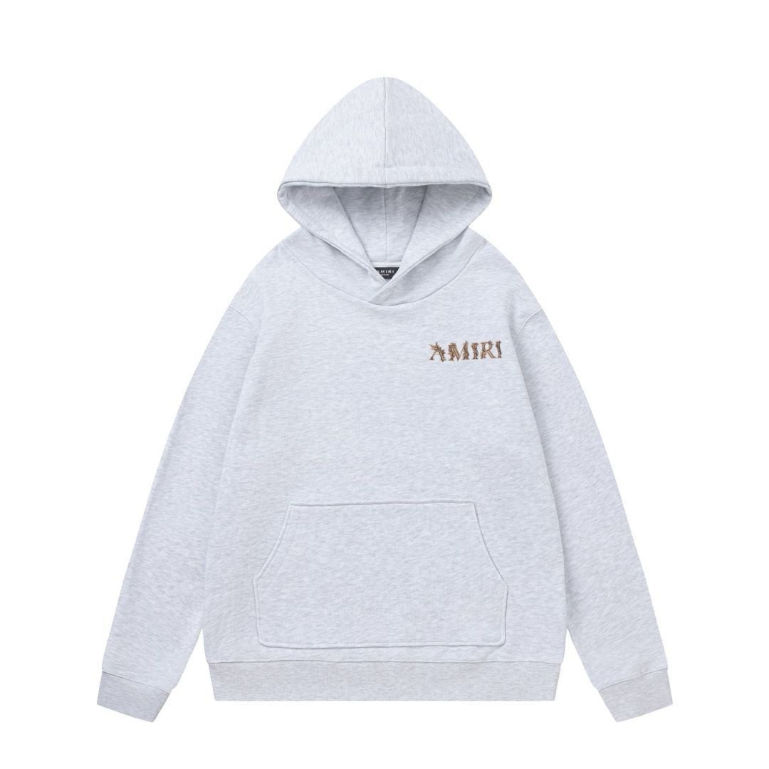 Amiri Baroque Logo Hoodie In Grey