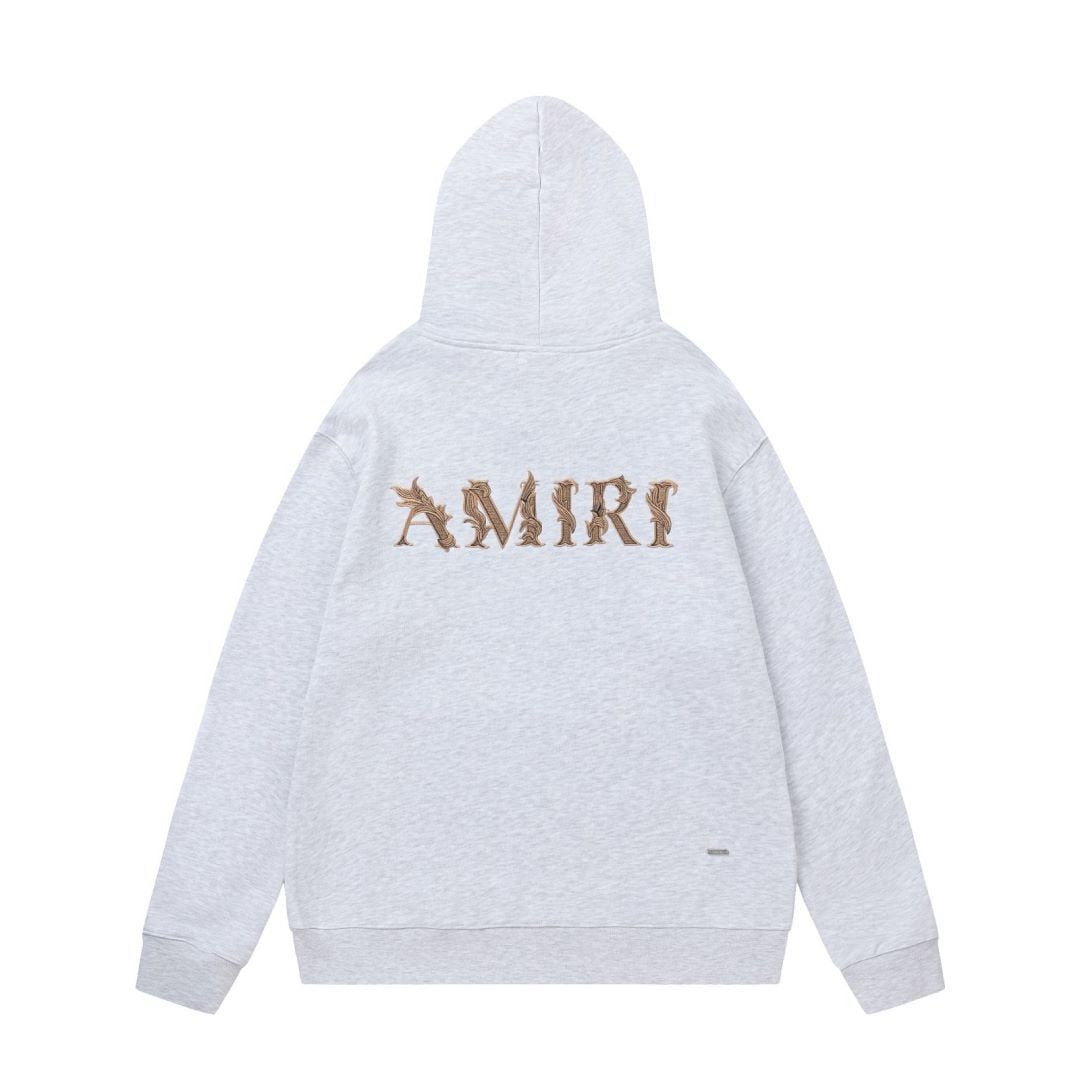 Amiri Baroque Logo Hoodie In Grey