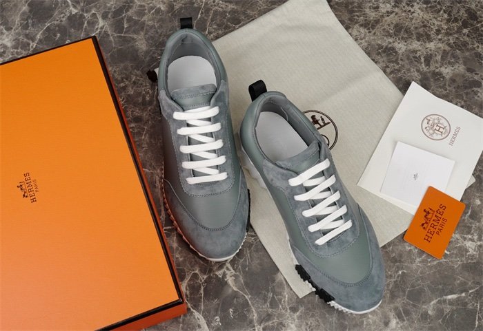 Hermes Bouncing Sneaker Grey Leather Black