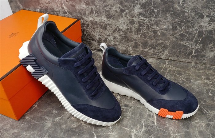 Hermes Bouncing Sneaker Navy Leather Orange