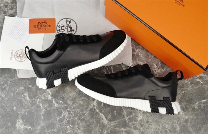 Hermes Bouncing Sneaker Black Leather White