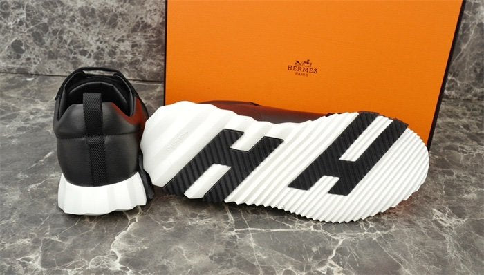 Hermes Bouncing Sneaker Black Leather White