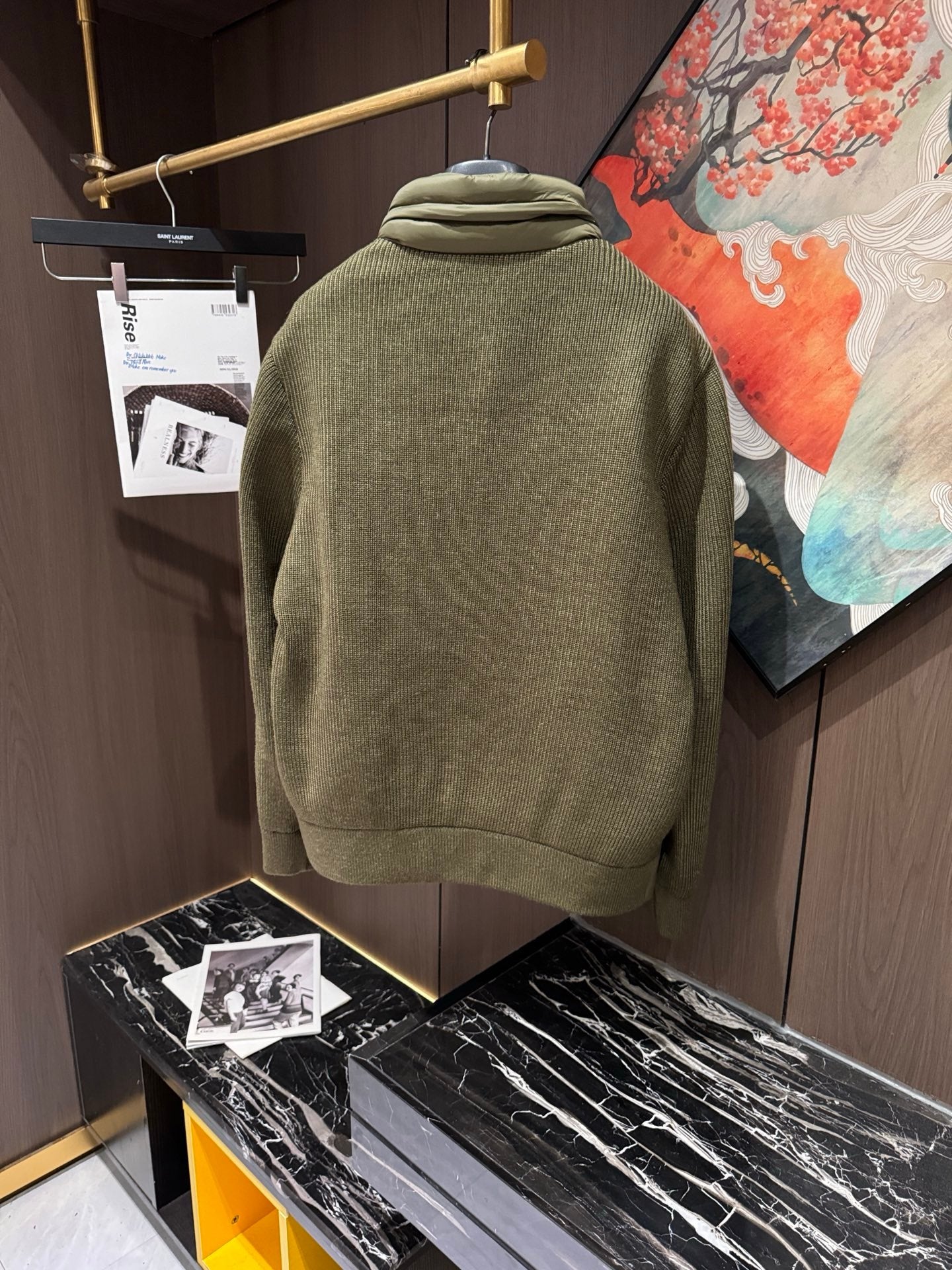 Moncler Quilted Shell And Wool Jacket In Green