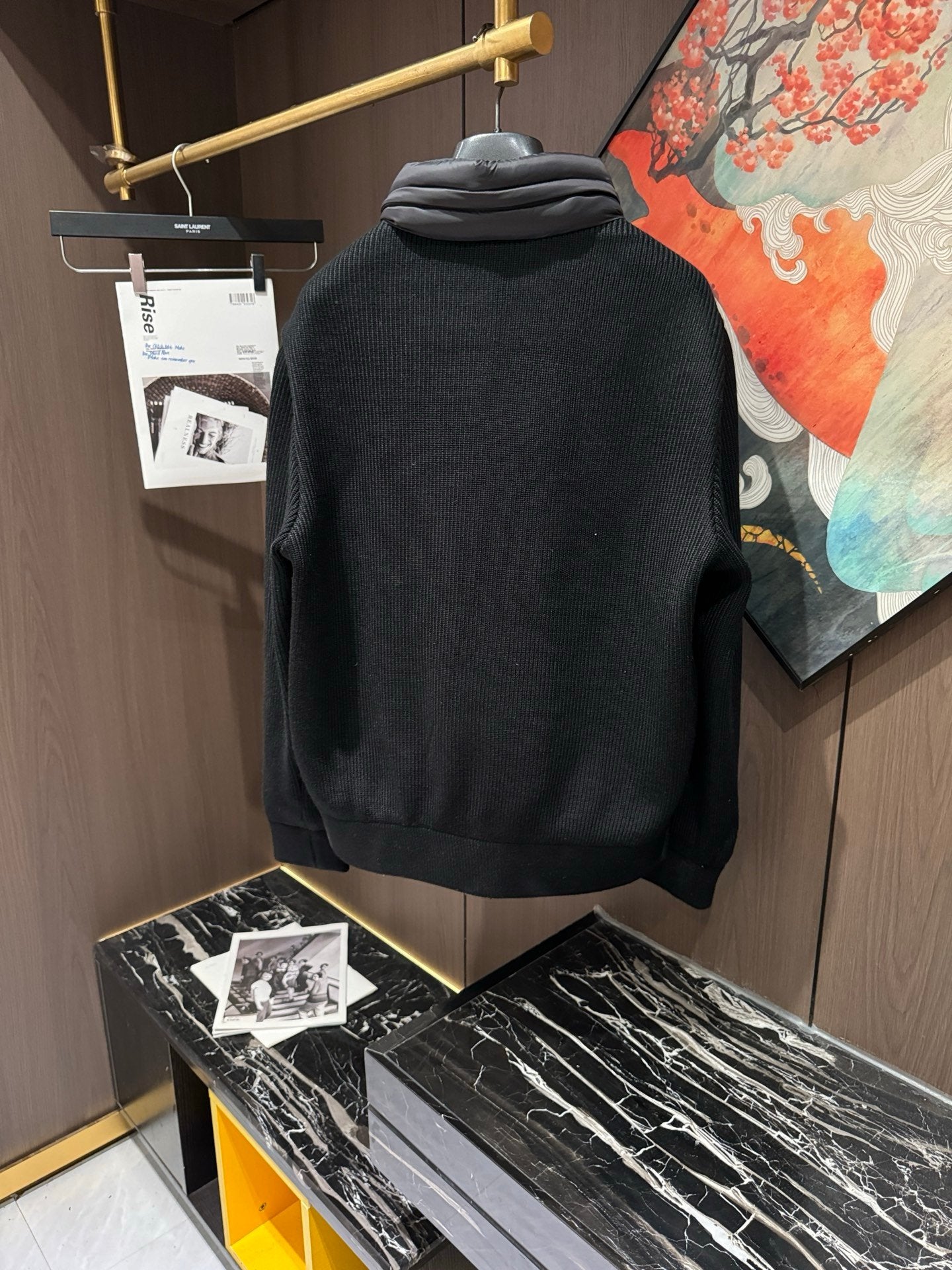 Moncler Quilted Shell And Wool Jacket In Black