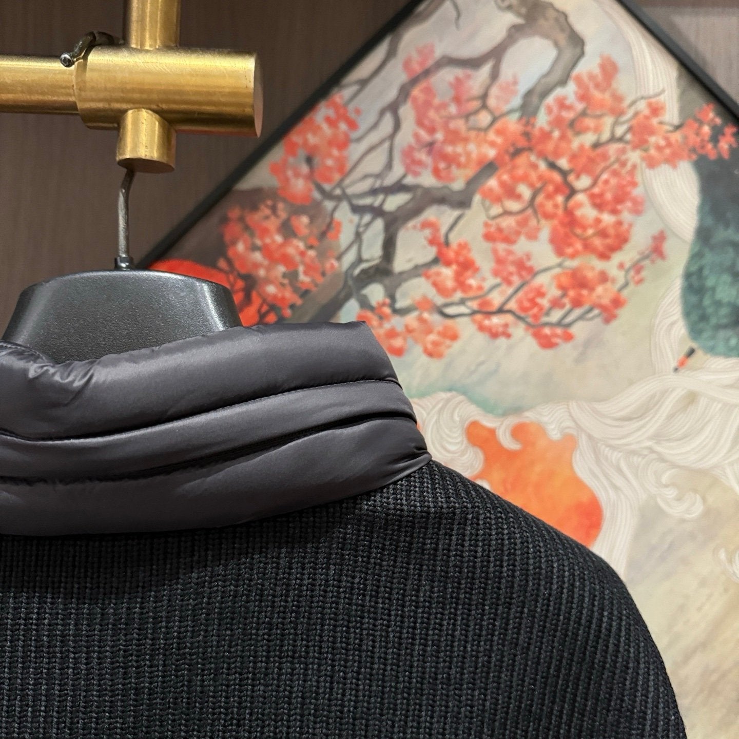 Moncler Quilted Shell And Wool Jacket In Black