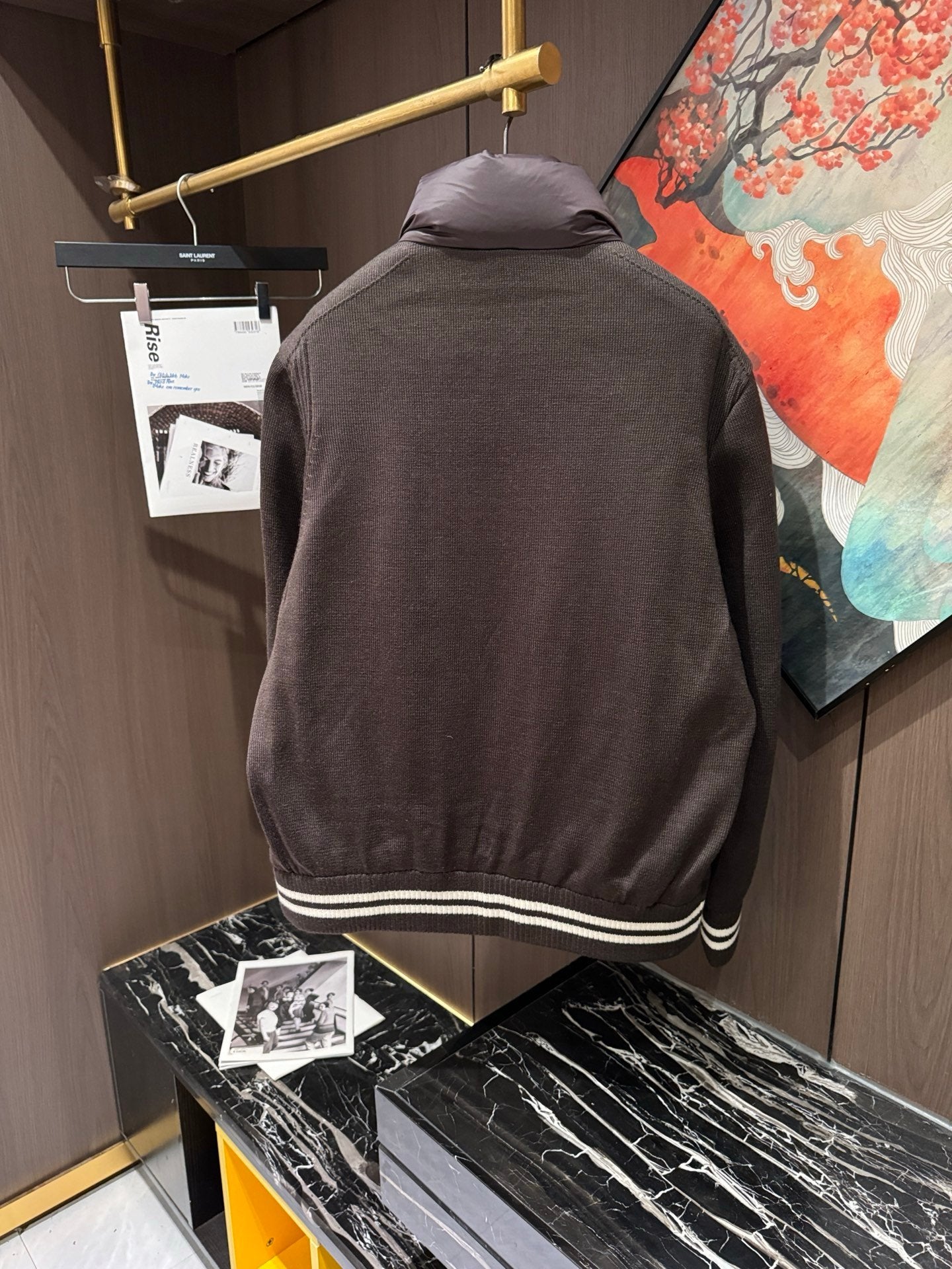 Moncler Padded Cotton Cardigan In Brown