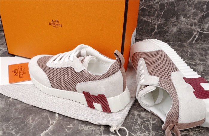 Hermes Bouncing Sneaker White Bordeaux