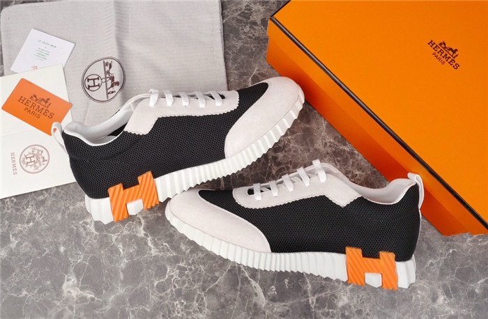 Hermes Bouncing Sneaker Black White Orange