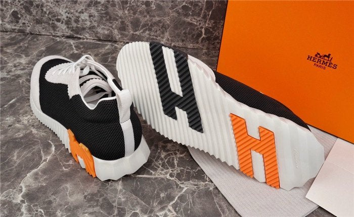 Hermes Bouncing Sneaker Black White Orange