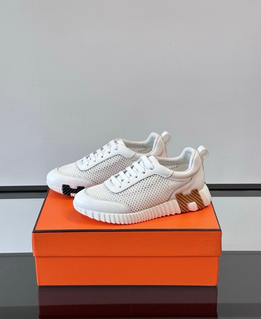 Hermes Bouncing Sneaker White Brown