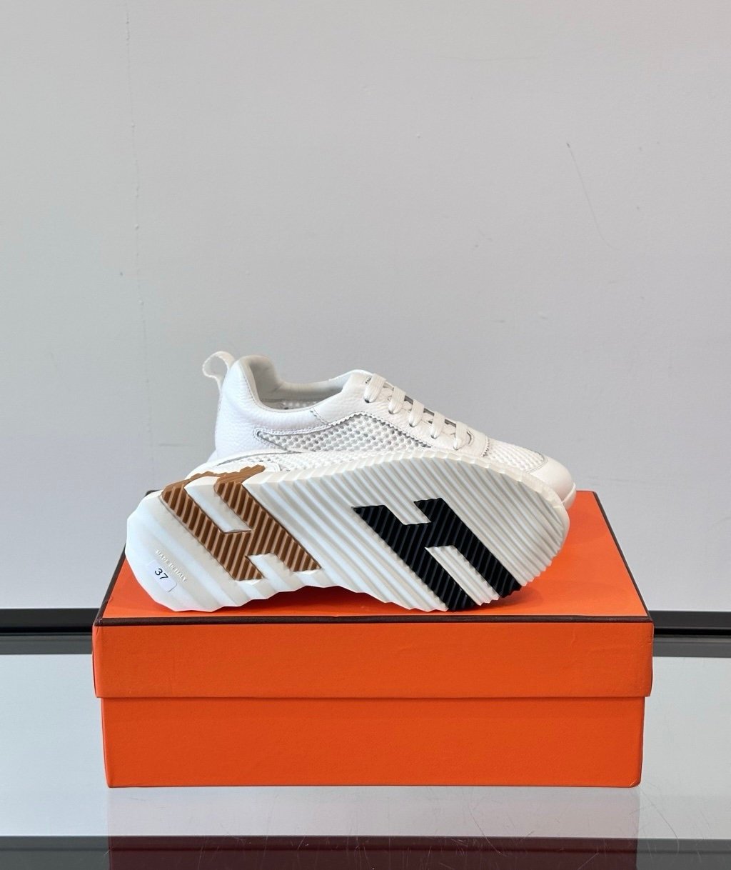Hermes Bouncing Sneaker White Brown