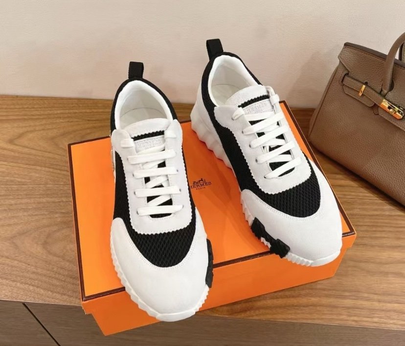Hermes Bouncing Sneaker Black White Brown