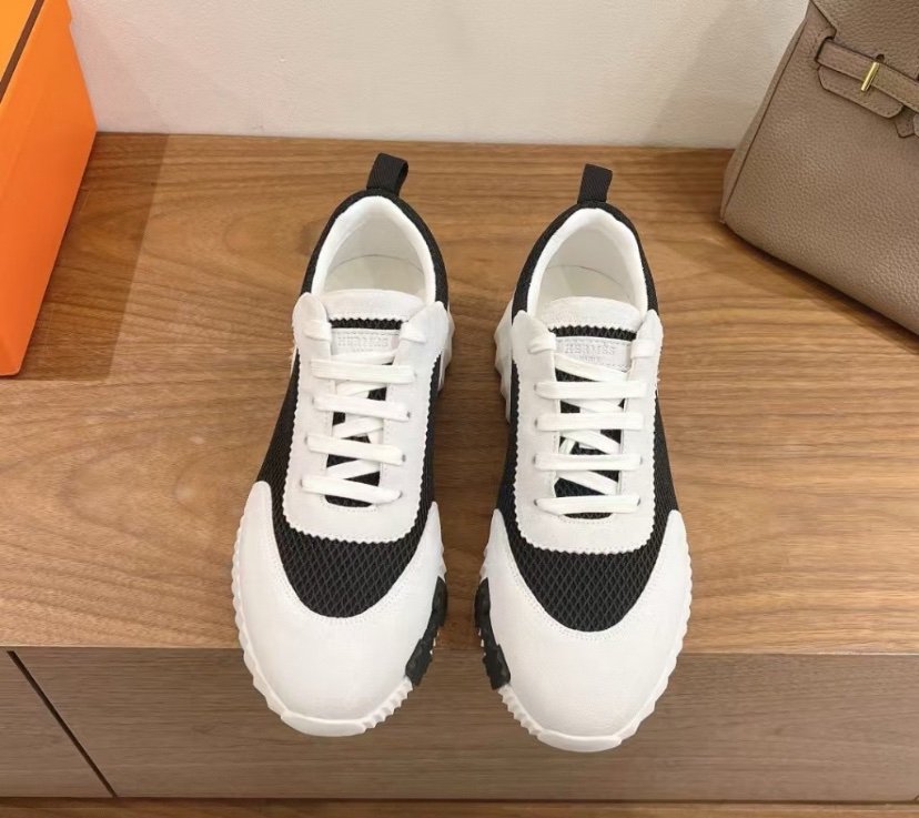 Hermes Bouncing Sneaker Black White Brown