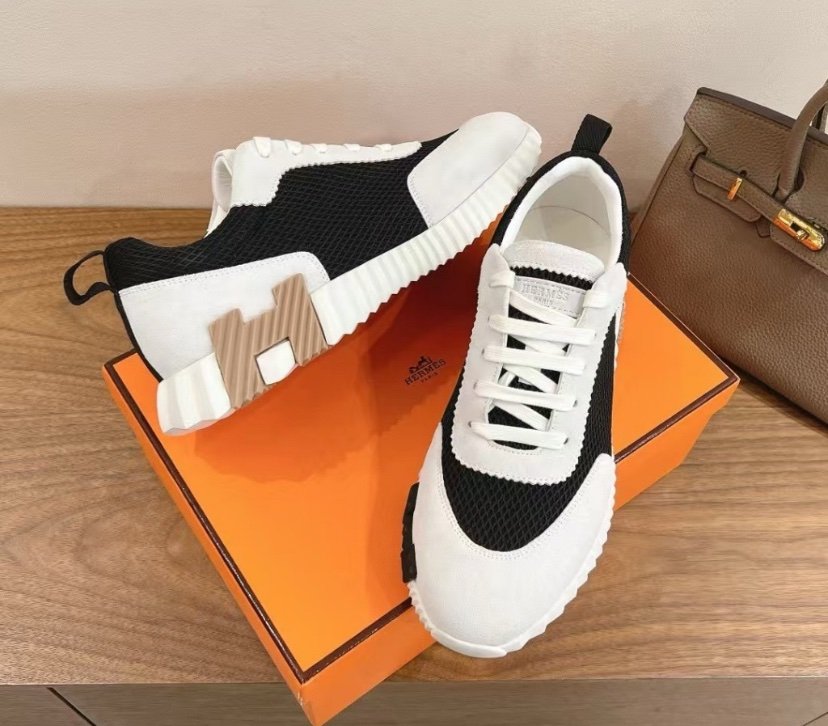 Hermes Bouncing Sneaker Black White Brown