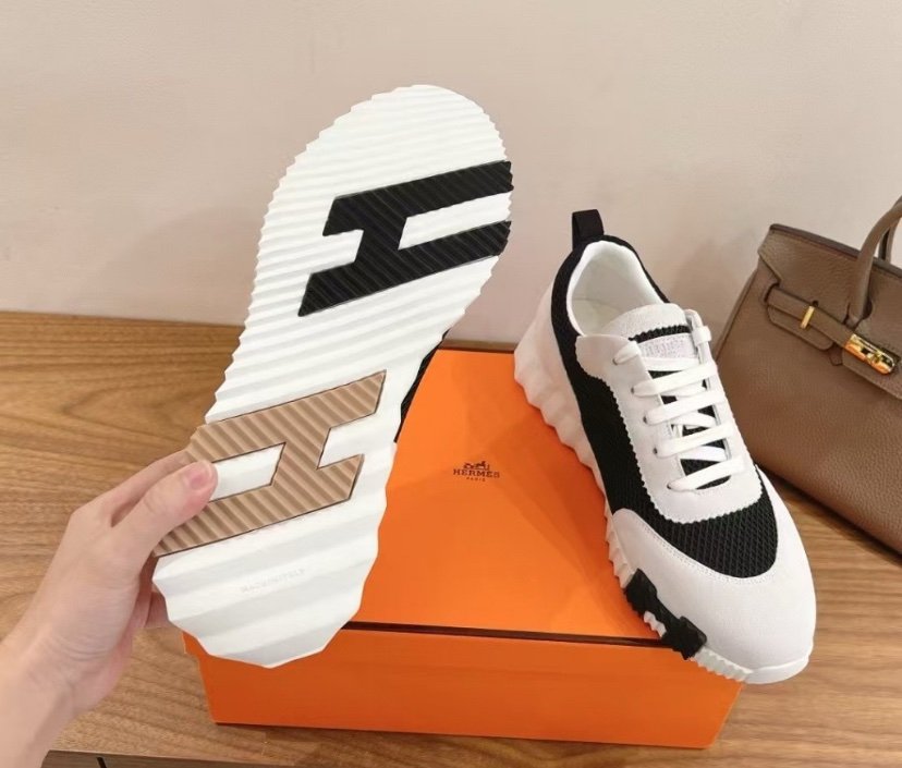 Hermes Bouncing Sneaker Black White Brown