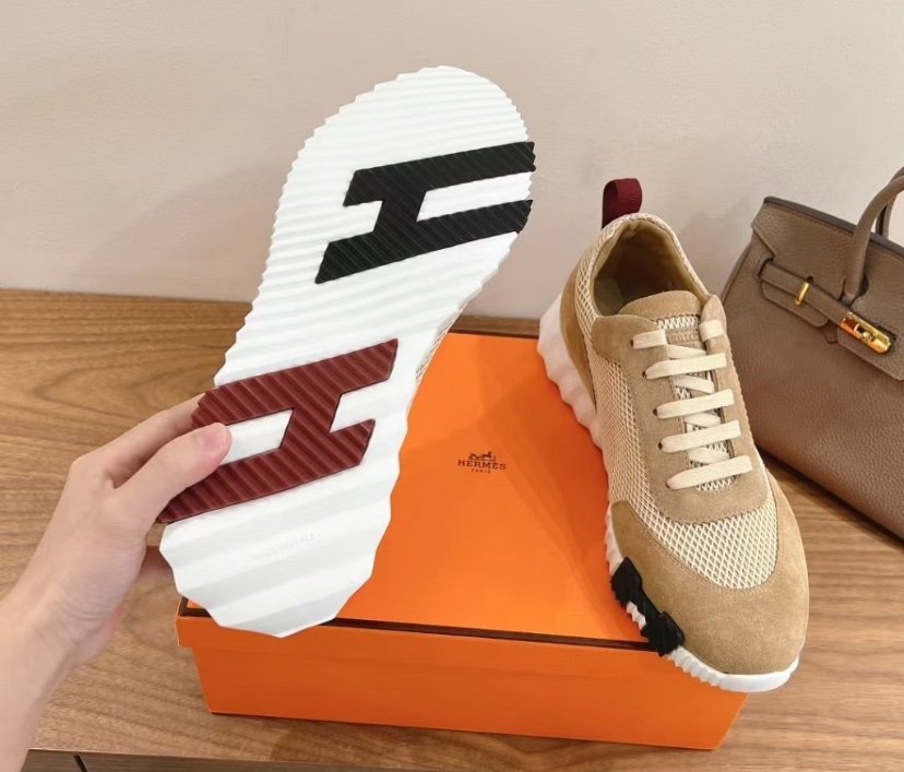 Hermes Bouncing Sneaker Beige Bordeaux