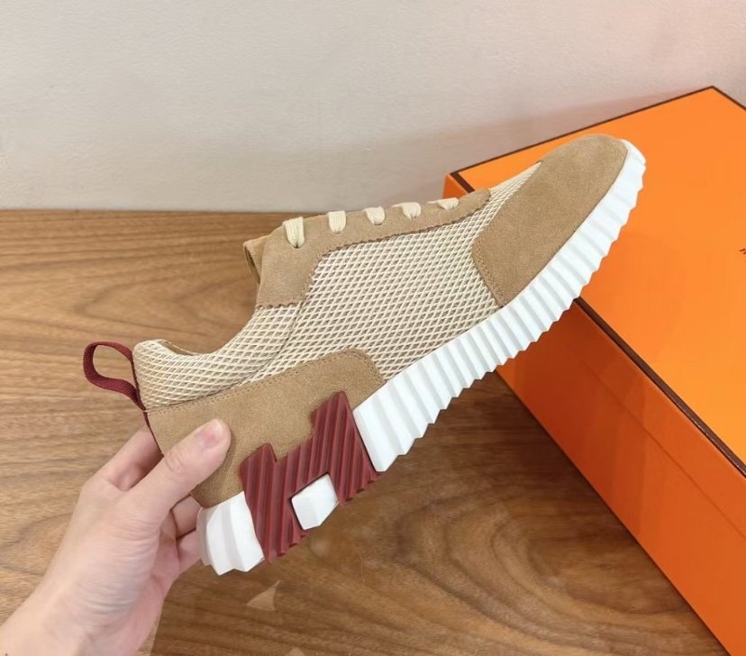 Hermes Bouncing Sneaker Beige Bordeaux