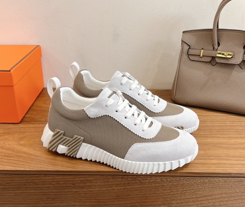Hermes Bouncing Sneaker White Brown/Beige