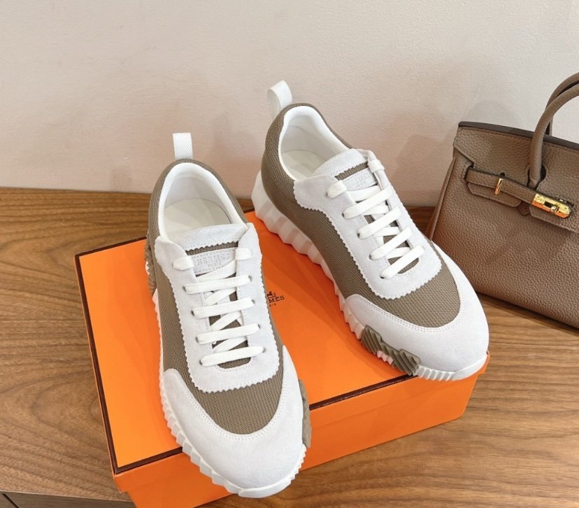 Hermes Bouncing Sneaker White Brown/Beige
