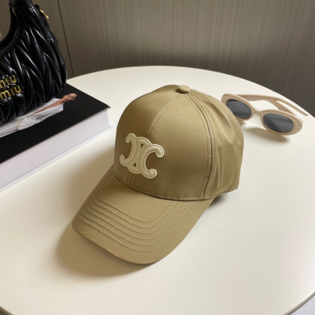 Celine Beige Baseball Cap Triomphe
